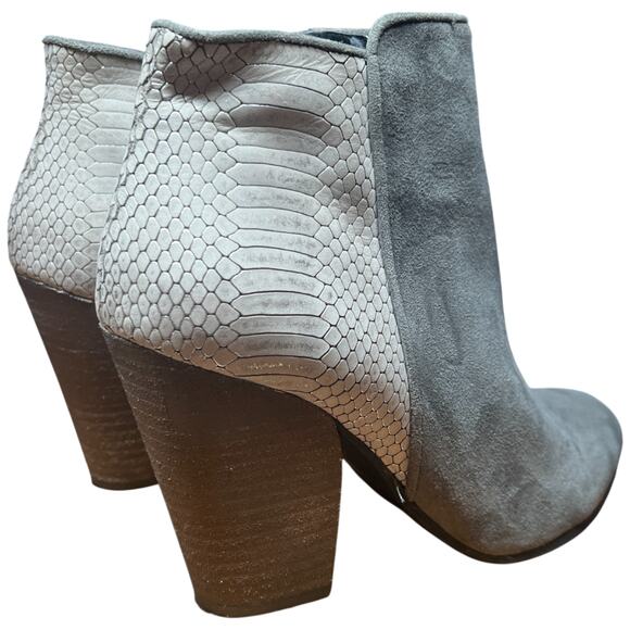 GUESS Cardio Women's 8.5 Ankle Boot Gray Lizard Suede Zip Leather Bootie - Picture 5 of 14
